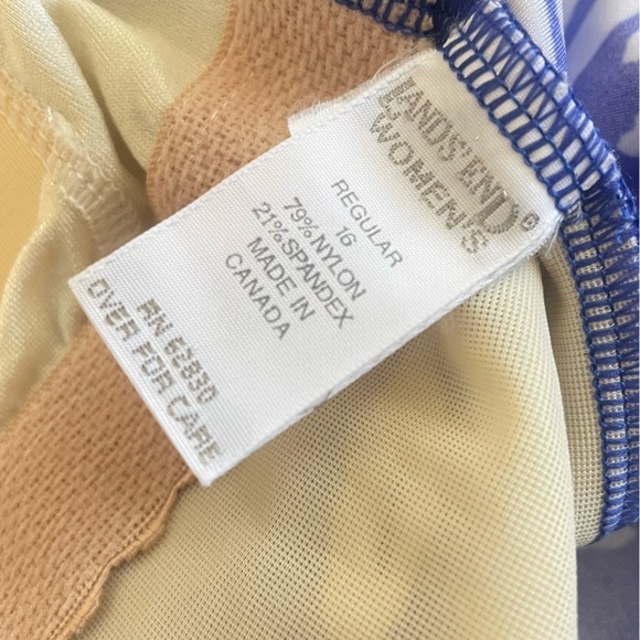 Vintage Lands' End Cobalt Blue and White One Piece Swimsuit - Picture 3 of 4